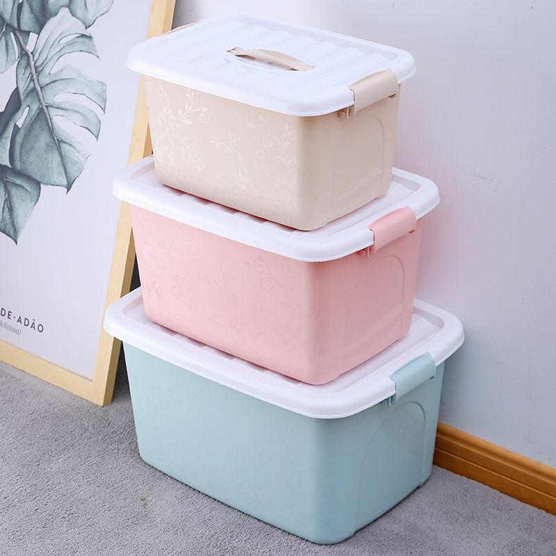 Storage box household clothes toys storage box finishing box plastic covered clothes extra large student three piece set