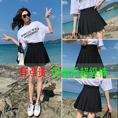 62367/2021新款黑色百褶裙子女短裙辣妹a字裙学院风高腰显瘦半身裙春夏