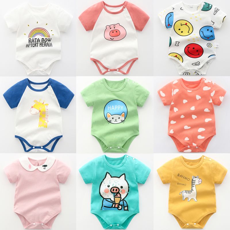 Baby's fart clothes summer hip wrap spring clothes boys and girls baby's cotton one piece short sleeve children's new triangle Romper