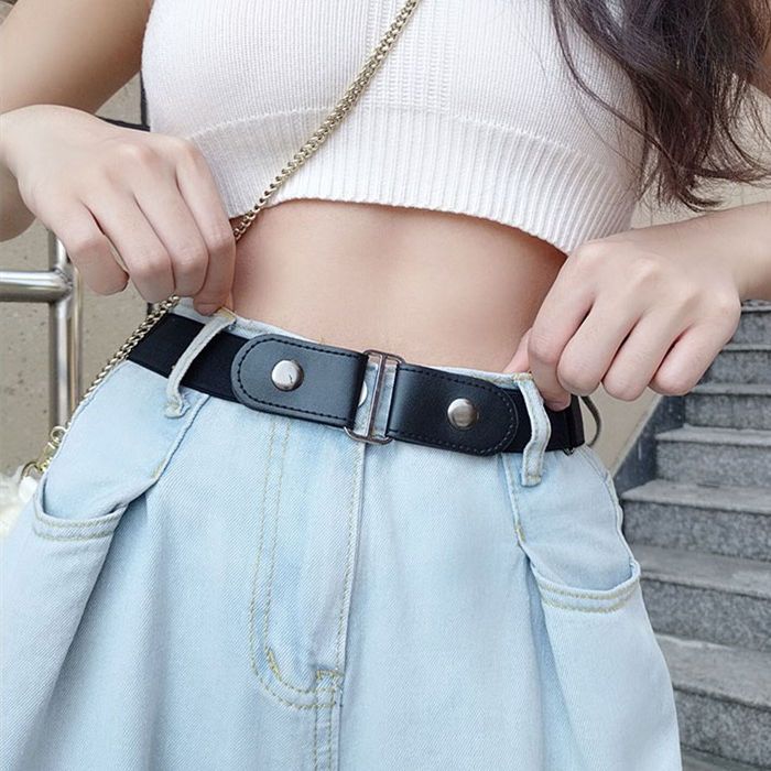 Belt Ladies Jeans Versatile No Trace Invisible Elastic Punch Free Belt Lazy Canvas Pants Belt Girls