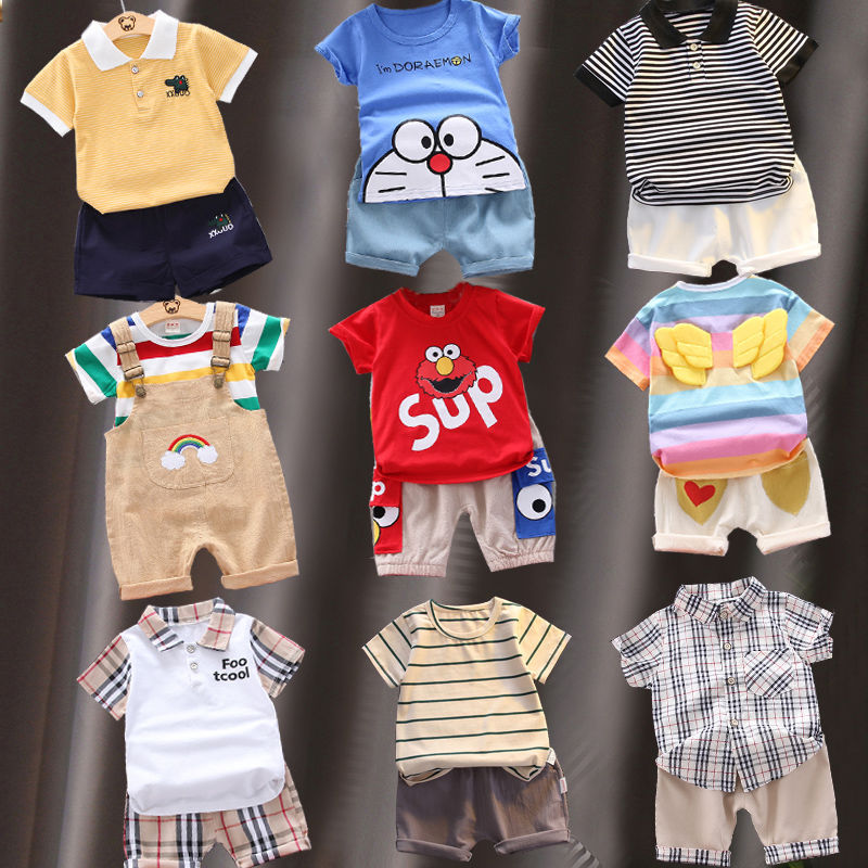 2020 new children's wear boys and girls clothes Summer Short Sleeve T-Shirt children set 0-1-2-3-4 years old half tide