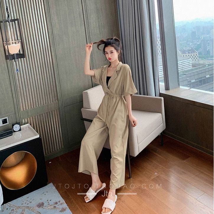 Short / long Jumpsuit summer wear new Korean version of loose drape high waist and slim look