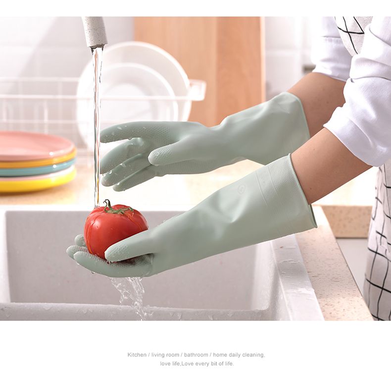 【家用刷碗洗菜耐用型】厨房洗碗手套防水橡胶清洁家务洗衣服乳胶手套