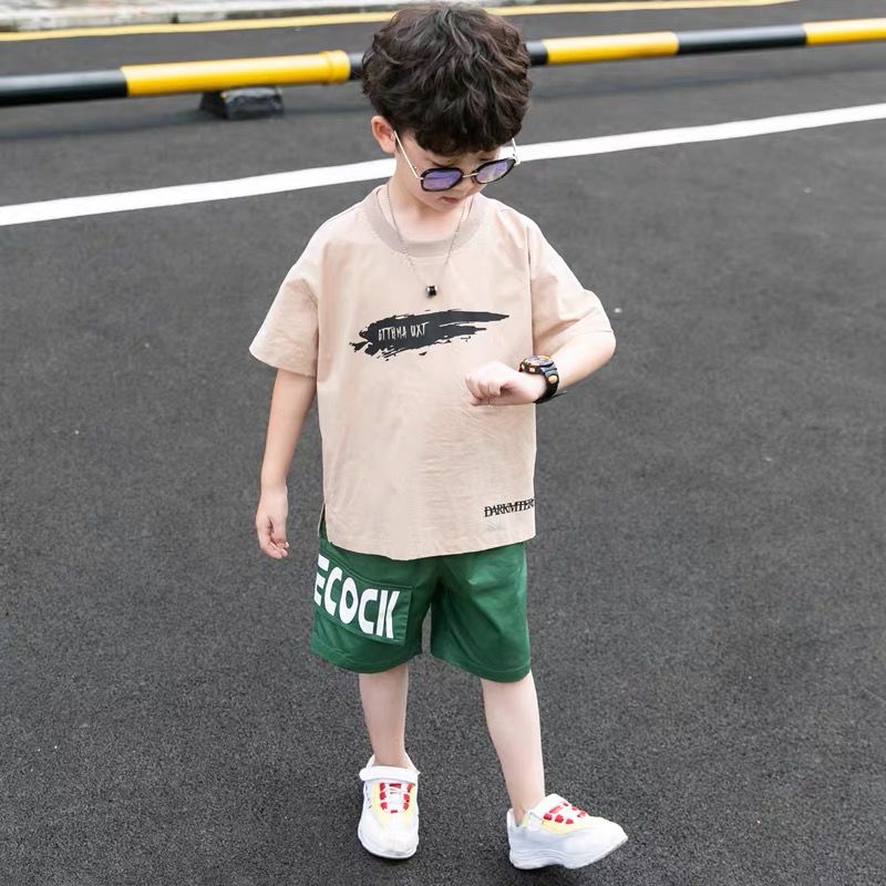 Children's Summer Boys' short sleeve suit Dadong summer 2020 new children's two piece set boys' Korean fashion