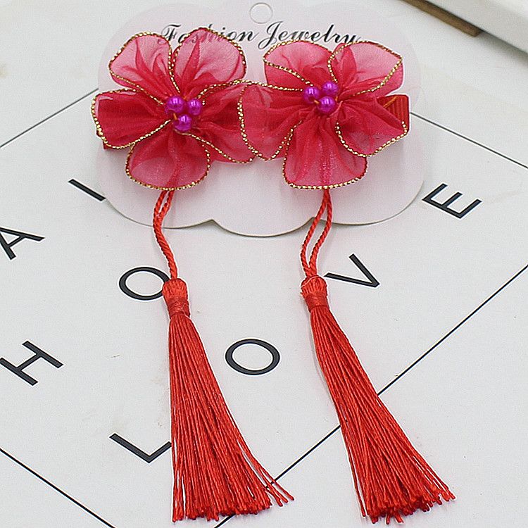 流苏发夹纯手工制作2020新款纯色好看漂亮美丽大方动人