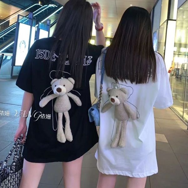 100% cotton ins super hot back bear T-shirt for women