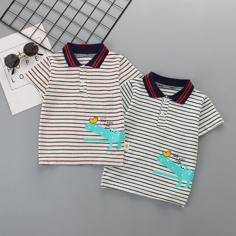 【单件】新款POLO儿童T恤条纹上衣休闲短袖条纹夏装宝宝童装