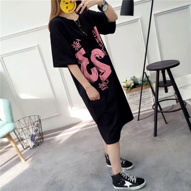 Pajamas women summer Korean season mid long nightdress short sleeve women's summer home clothes students lovely big size can be worn out