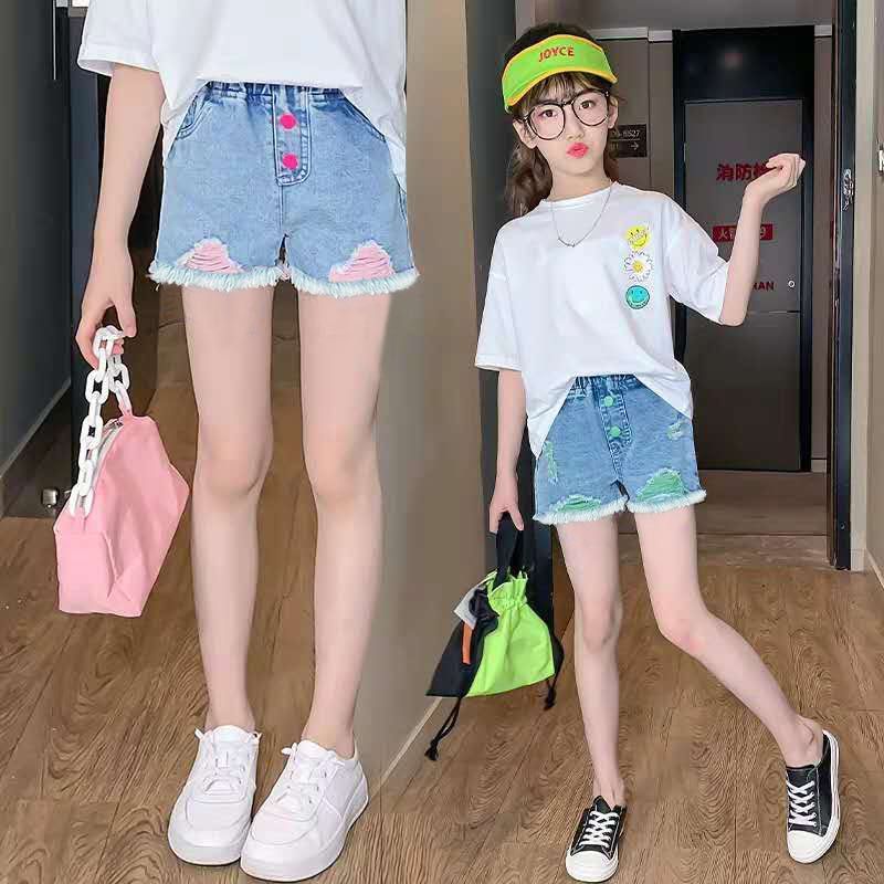 2020 summer new girls' denim shorts middle and large children's summer wear thin fashionable Hot Pants Girls' casual shorts