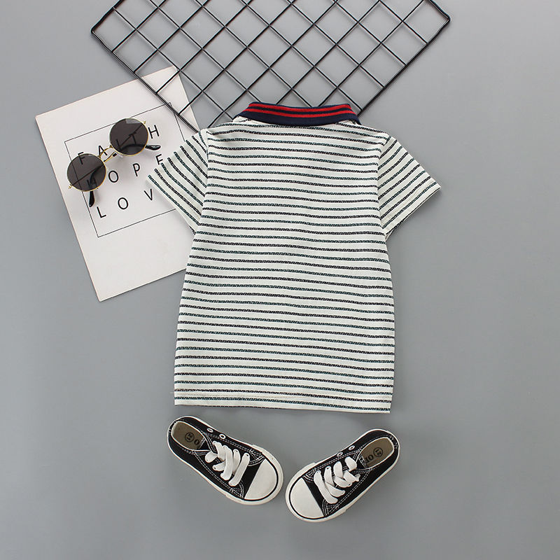 【单件】新款POLO儿童T恤条纹上衣休闲短袖条纹夏装宝宝童装