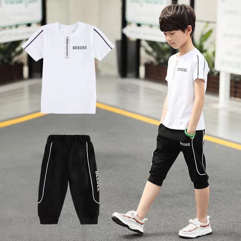 Children's wear boys' summer suit new summer style foreign style handsome sports short sleeve Korean children's fashion