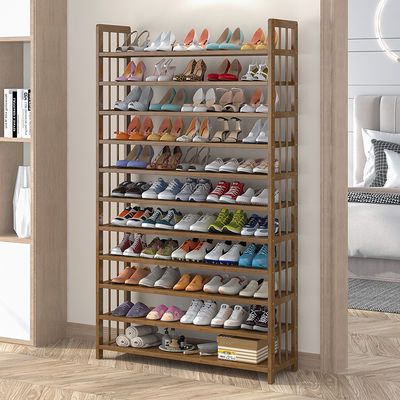 简易鞋架家用门口收纳高层大容量多层实木简约现代鞋柜置物竹架子