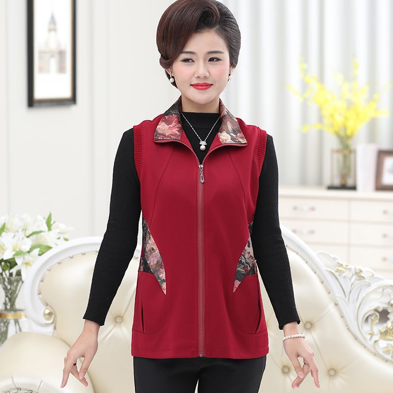 40-60 years old spring and autumn style large pocket waistcoat middle-aged and elderly mothers vest middle-aged women's vest small coat