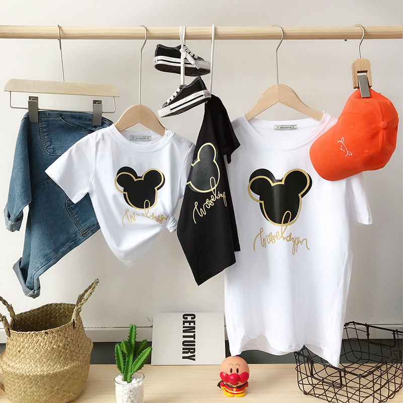 Mickey parent-child fashion new fashion mother and child fashion summer fashion family dress a family of three pure cotton T