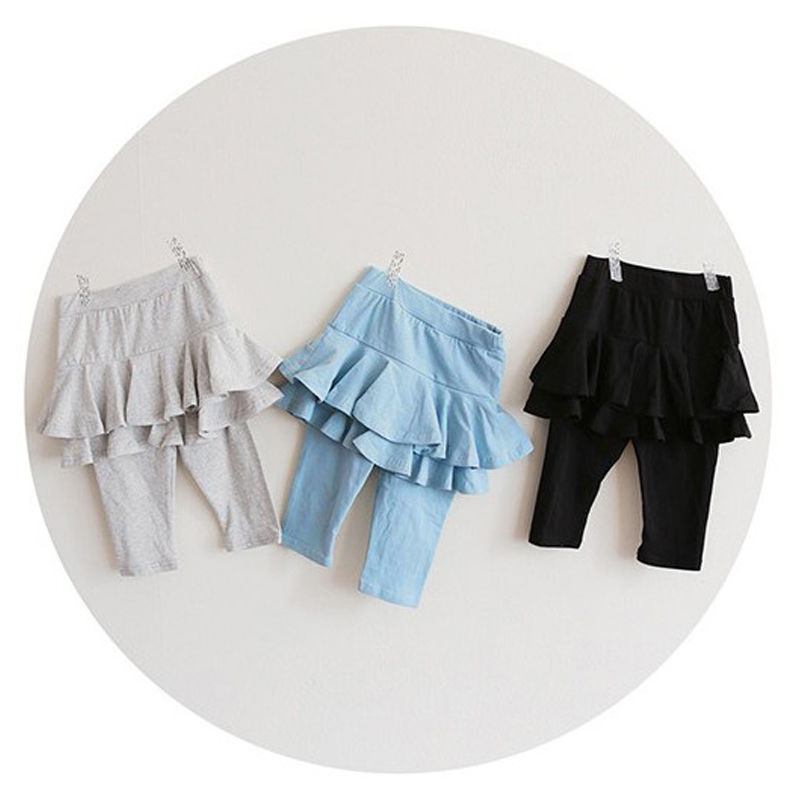 New style baby girl's summer dress Leggings pure cotton fake two piece Ruffle Skirt Pants Capris