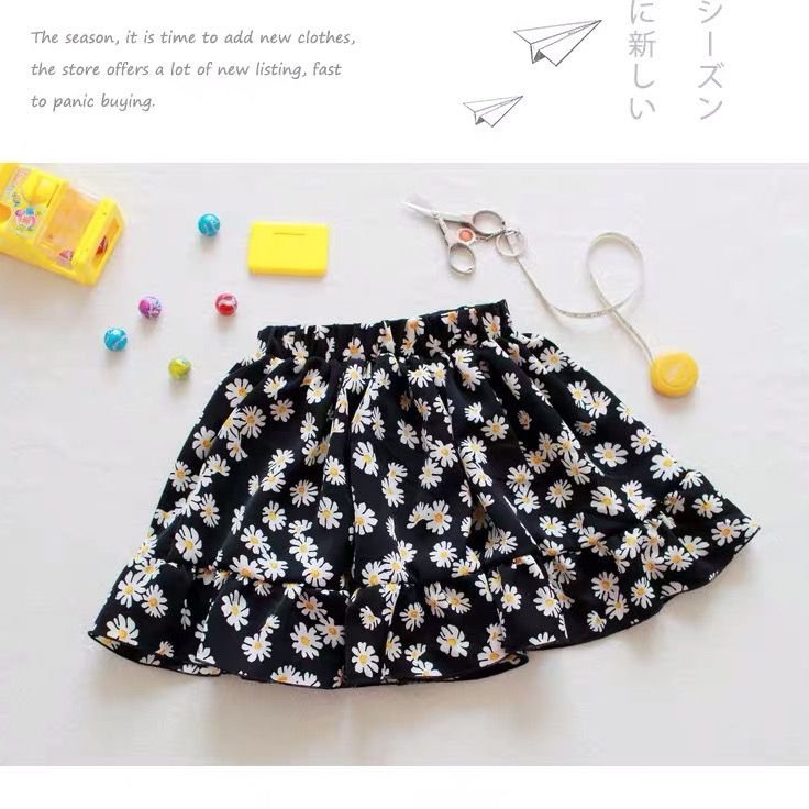 Girls' summer dress skirt  new Korean version of the small daisy skirt middle and big children's foreign style floral pleated skirt suit