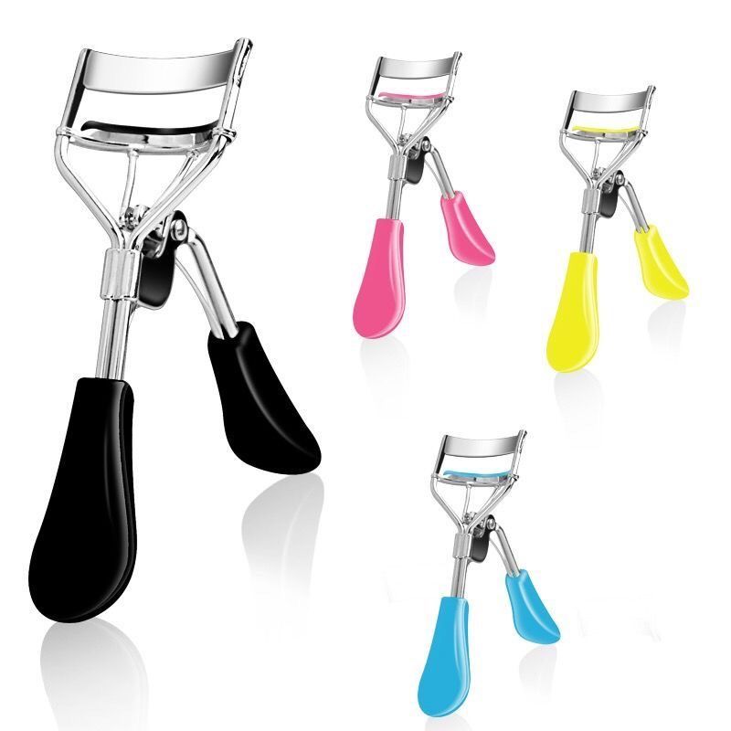 Stainless steel eyelash curler lasting mini portable curler makeup tool rubber pad brush multi color optional