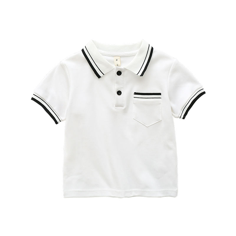 Children's short sleeve children's Polo Shirt baby T-shirt Lapel Paul shirt summer white top boys' short sleeve T-shirt fashion