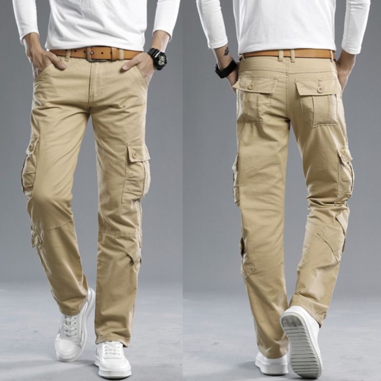 Men's work clothes men's outdoor Multi Pocket straight tube loose leg pants casual military pants autumn pants