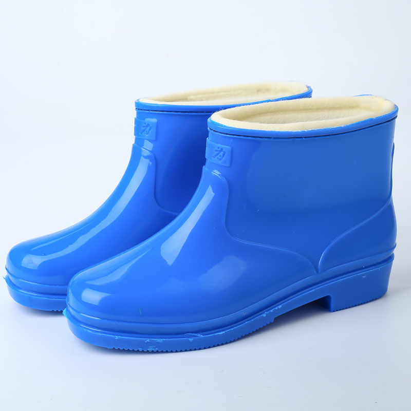 (加鞋垫)短筒雨鞋雨靴防水鞋女士时尚水靴胶鞋套加绒棉保暖防滑
