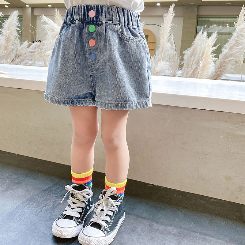 Girls' denim shorts summer 2020 new kids' foreign style Korean style Capris baby Daisy pants fashion