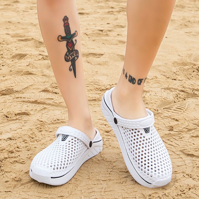洞洞鞋男士夏季新款韩版学生沙滩鞋包头凉席防滑半拖鞋个性男女鞋