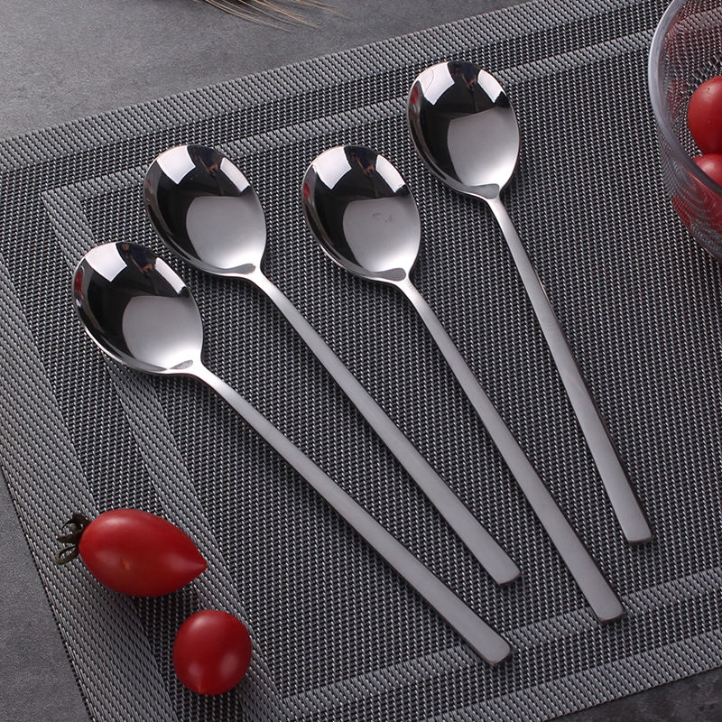 4支装韩国长柄勺家用勺子不锈钢长勺创意可爱加厚吃饭不锈钢汤匙