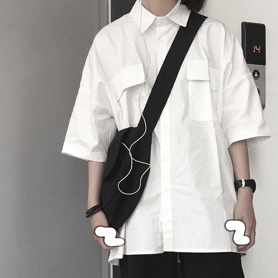 White shirt female Korean version loose student ins Hong Kong style yuansuo retro short sleeve summer coat shirt fairy style