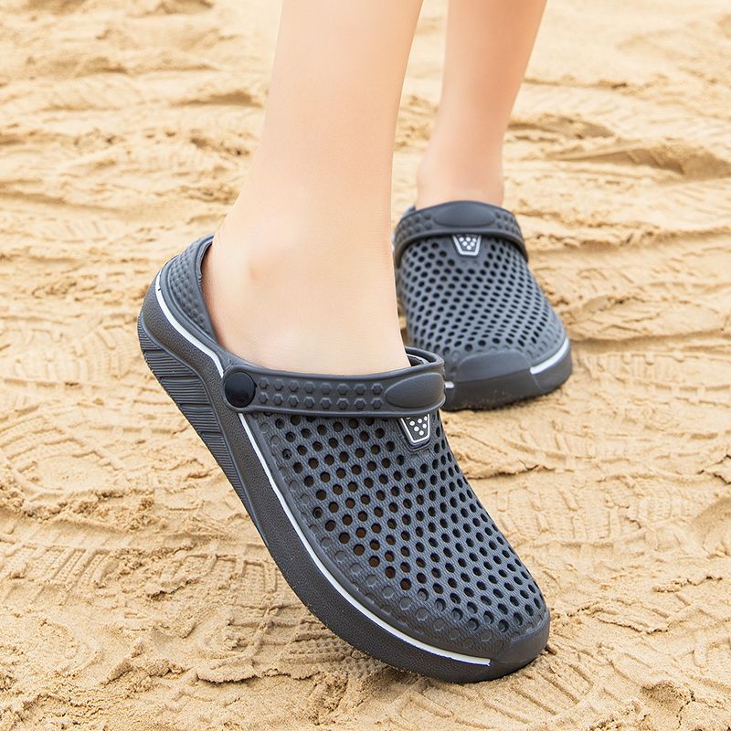 洞洞鞋男士夏季新款韩版学生沙滩鞋包头凉席防滑半拖鞋个性男女鞋