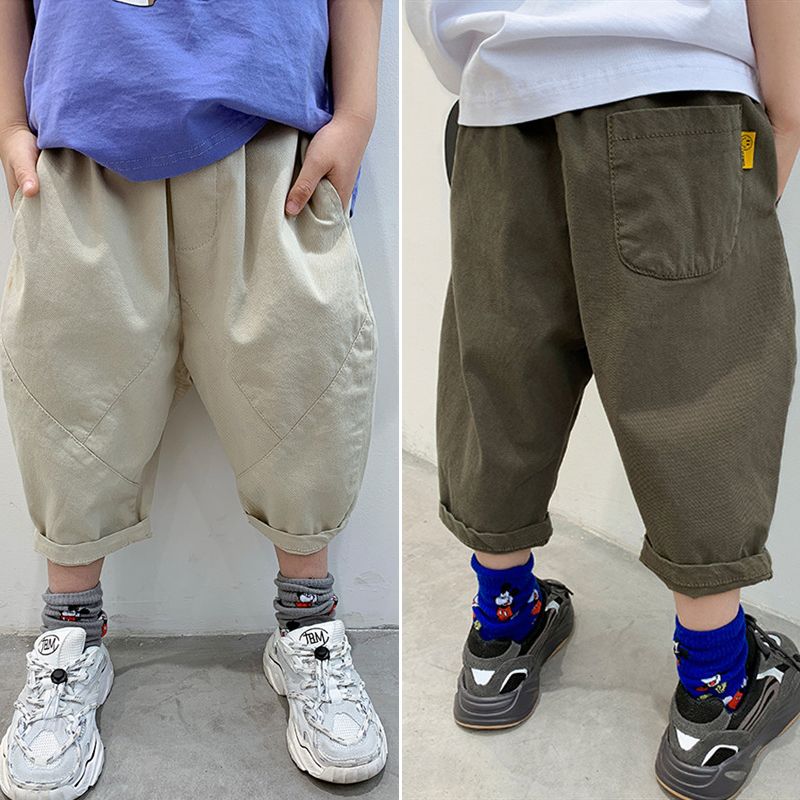 Summer Boys' pants thin children's middle Pants Boys' casual Capris middle and big children's Harlan pants Korean radish pants