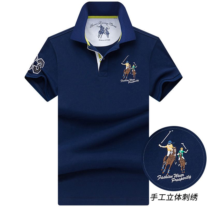 夏季短袖T恤男翻領寬鬆POLO衫純色商務休閒大碼保羅男裝半袖上衣