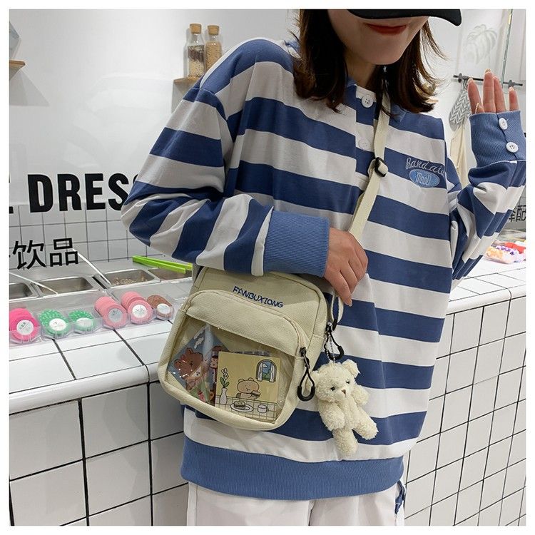 South Korea ins cute bear ancient style messenger bag Japanese Harajuku girl chic soft girl MESSENGER BAG canvas bag