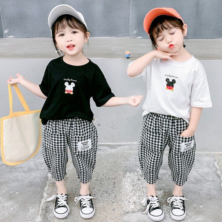 Children's wear girls' suit summer dress girls' short sleeve two piece sets boys and girls' fashionable foreign style little girls' summer clothes