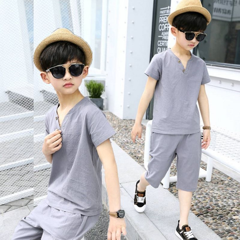Children's clothing boys' summer suit new children's handsome fashionable summer big children's handsome short sleeve two piece set