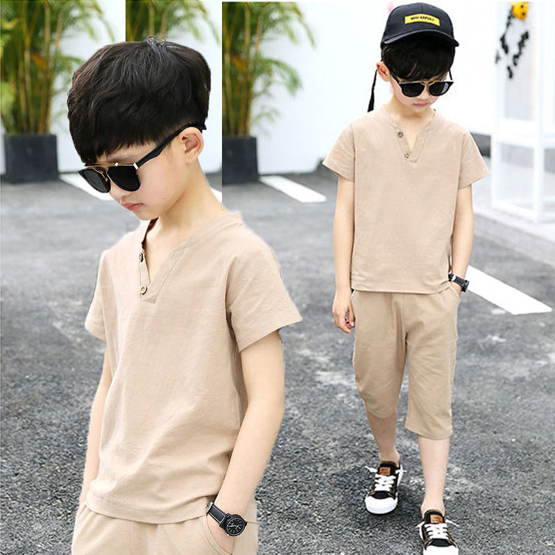 Children's clothing boys' summer suit new children's handsome fashionable summer big children's handsome short sleeve two piece set