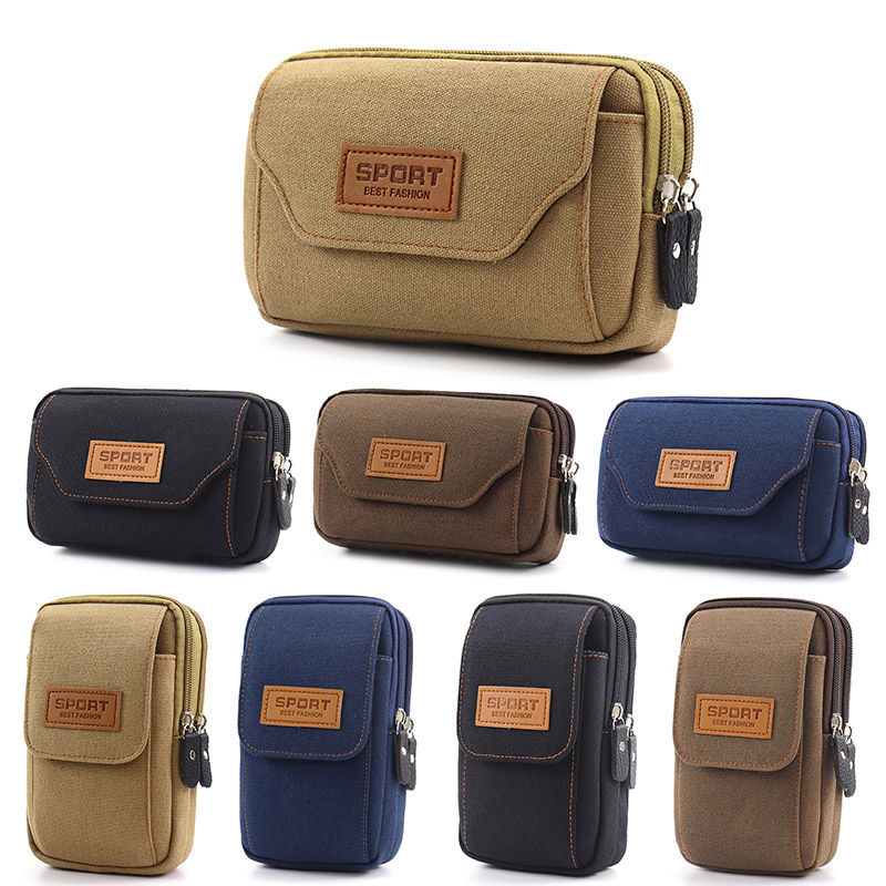 New mobile phone bag men wear belt contract labor work hanging waist bag multi function wear resistant canvas 6 / 7 inch mobile phone cover