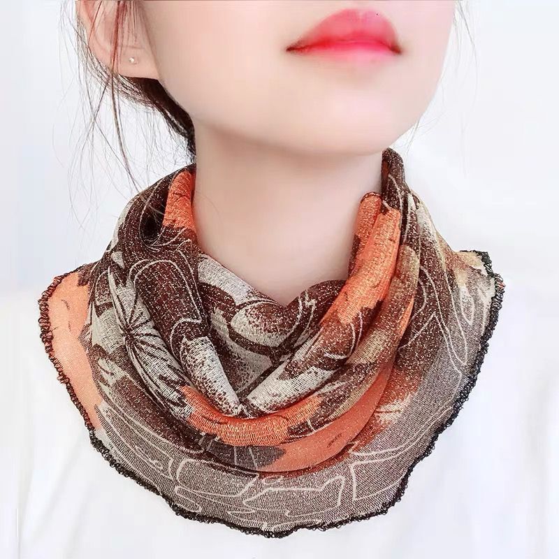 围脖女套头夏季薄款防晒百变小丝巾护脖子百搭脖套口罩多功能纱巾