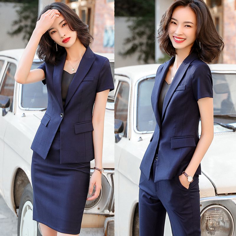 西服短袖正装女酒店经理制服夏季气质女神范珠宝店职业装高端套装