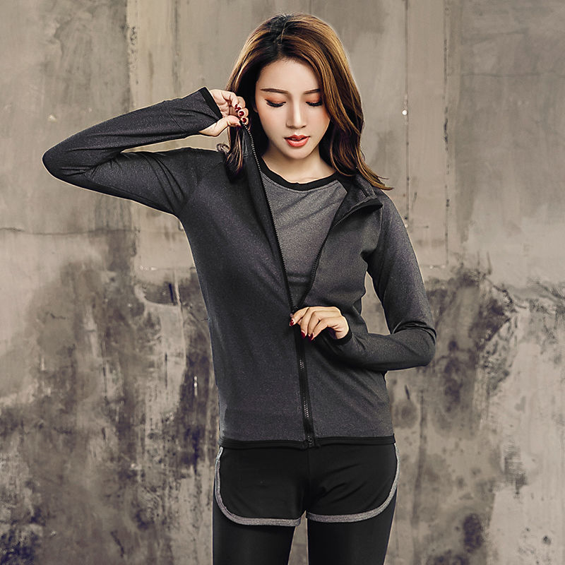 Yoga suit fitness suit women's spring and summer gym running long sleeve jacket Yoga suit top quick drying