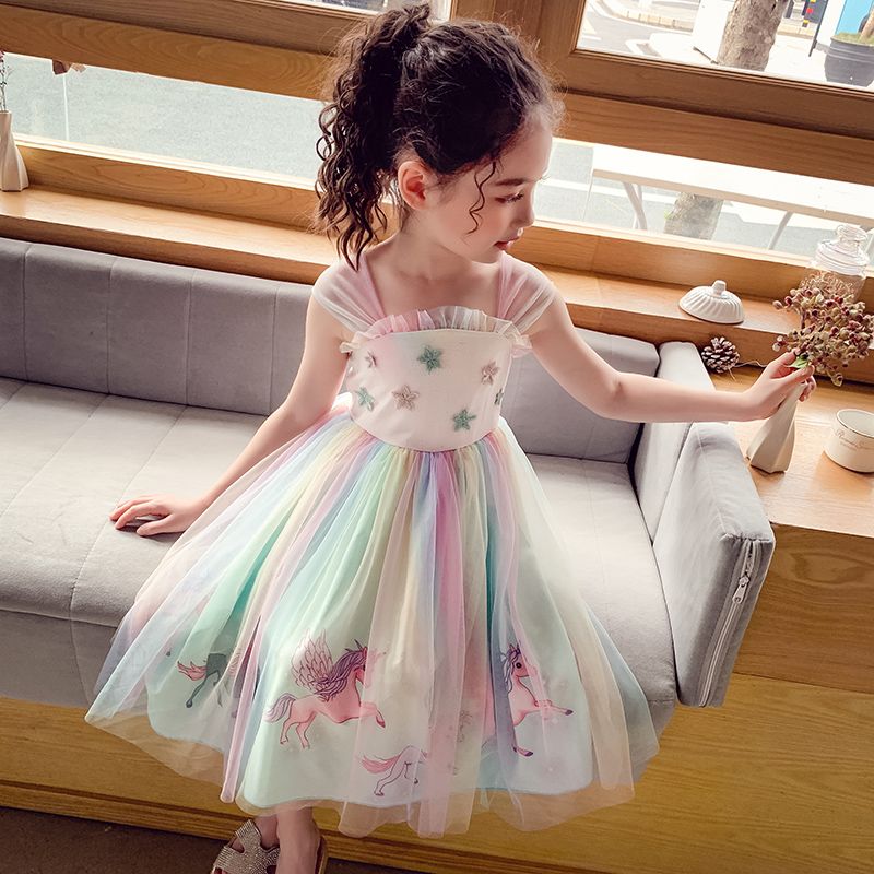 Girls' dress summer dress 2020 new children's foreign style chiffon improved Hanfu princess skirt girl sling skirt