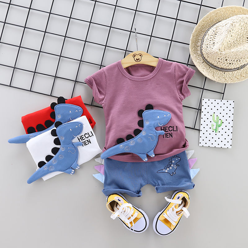 男童夏季套裝男小童夏裝新款短袖兒童2洋氣兩件套寶寶衣服1-3歲潮