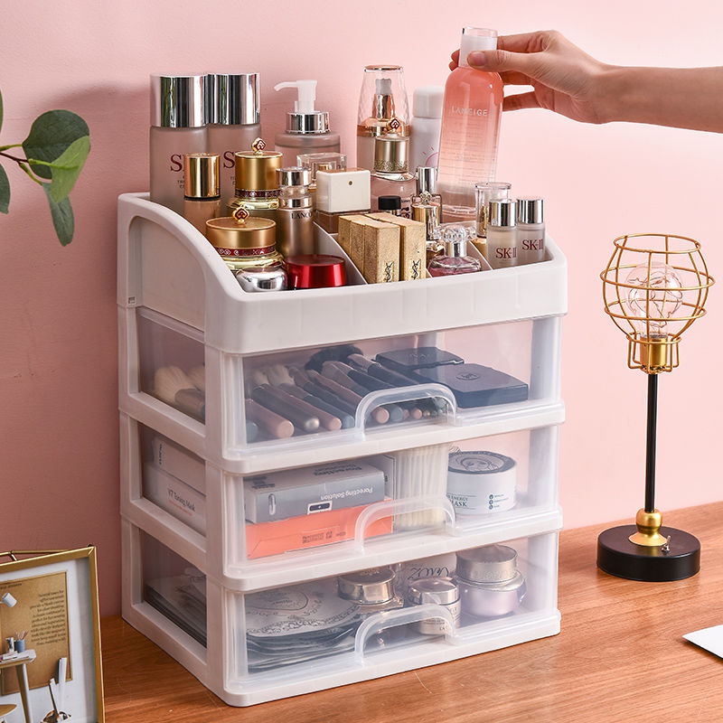 Cosmetic case desktop drawer type plastic shelf household simple dustproof finishing rack transparent cosmetic storage box