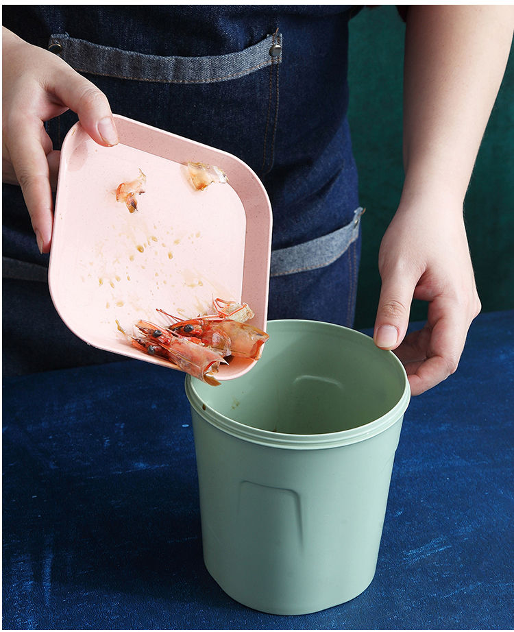 小麦秸秆吐骨头碟子家用小吃碟垃圾盘水果盘塑料骨碟零食盘小方盘