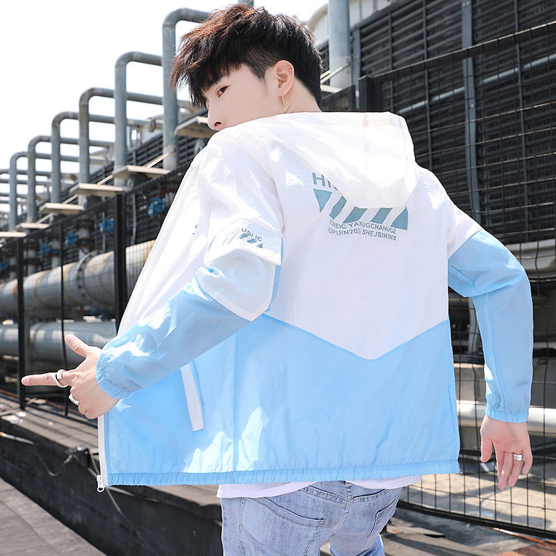Sunscreen clothes men's summer new ultra thin breathable sunscreen clothes youth Korean Trend loose sunscreen coat men's wear