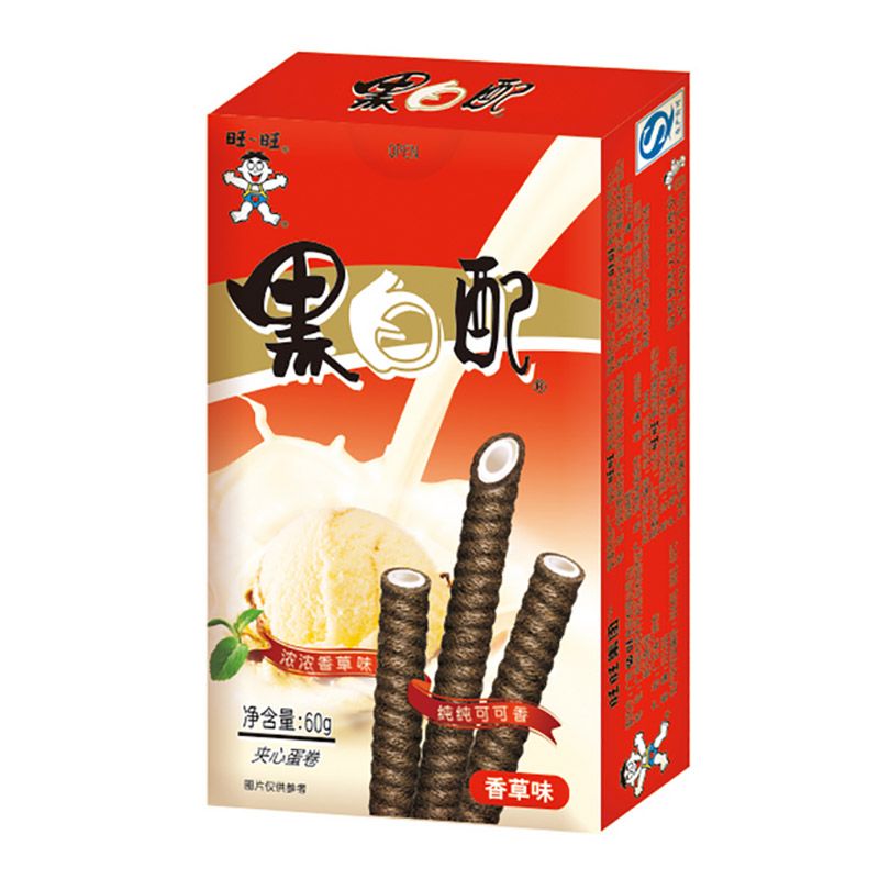 旺旺黑白配60g*6包组合休闲食品儿童零食小吃夹心饼干威化