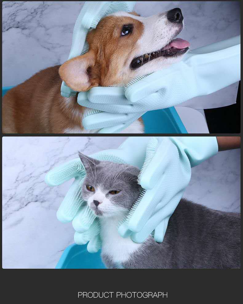 宠物洗澡手套按摩泰迪撸猫神器刷子狗狗猫咪梳子搓澡防咬清洁用品