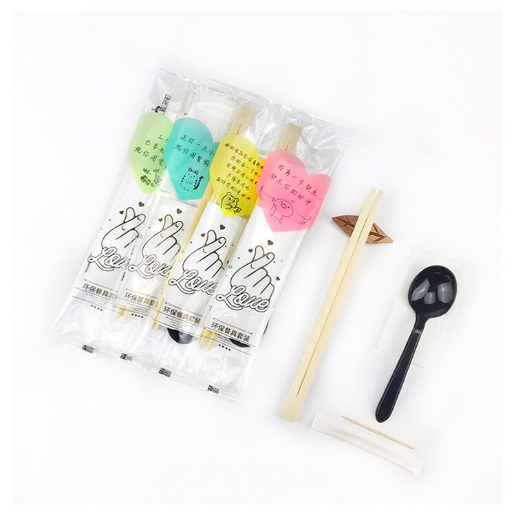 Disposable chopsticks wholesale four sets spoon toothpick paper towel set three sets of household high-grade tableware package