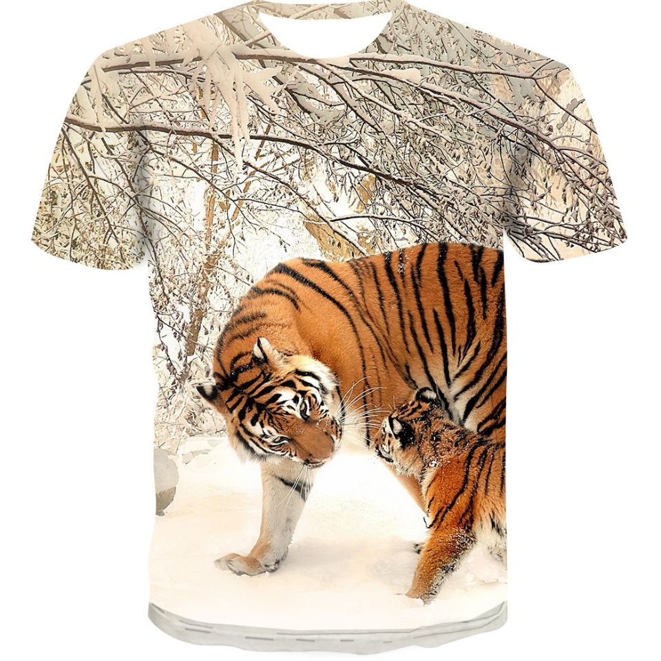 2020夏季新品 东北虎时尚男士3d数码印花圆领短袖 个性潮流t恤