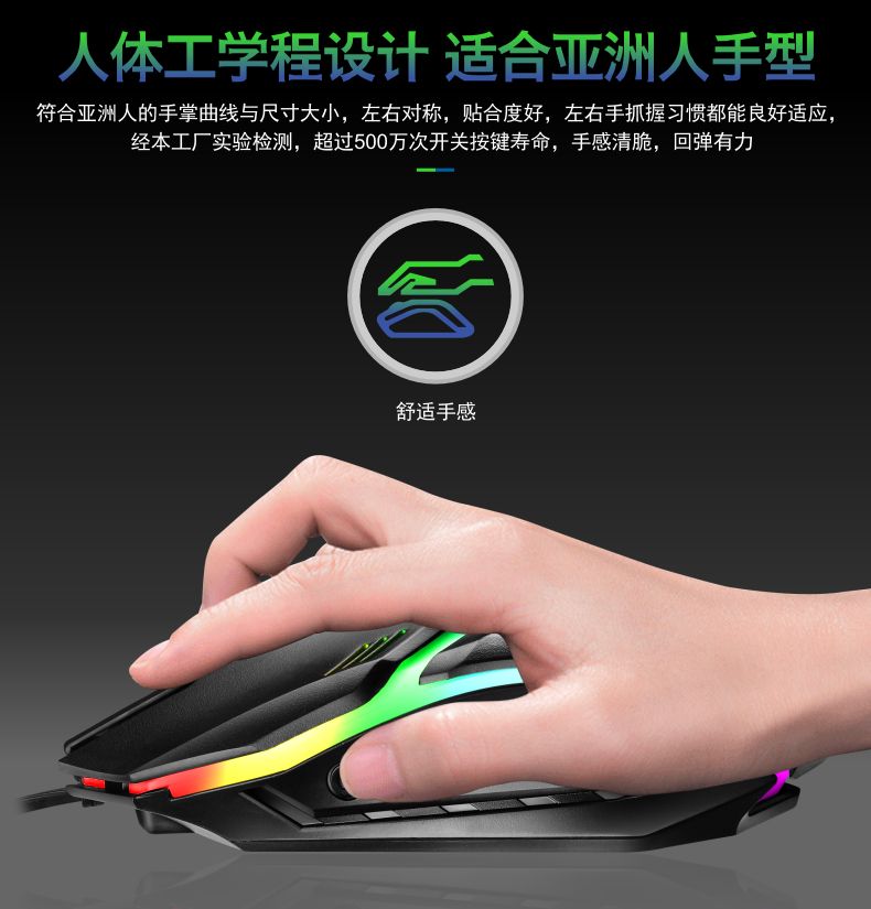 力镁键盘鼠标套装发光机械手感台式机电脑笔记本USB朋克游戏有线