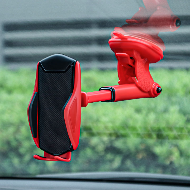 车载手机支架汽车用吸盘式万能通用型导航支驾支撑夹红色手机支架